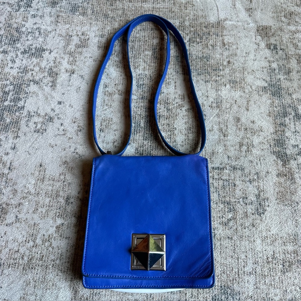 L.A.M.B. by Gwen Stefani Cobalt Blue Leather Crossbody | Statement Hardware